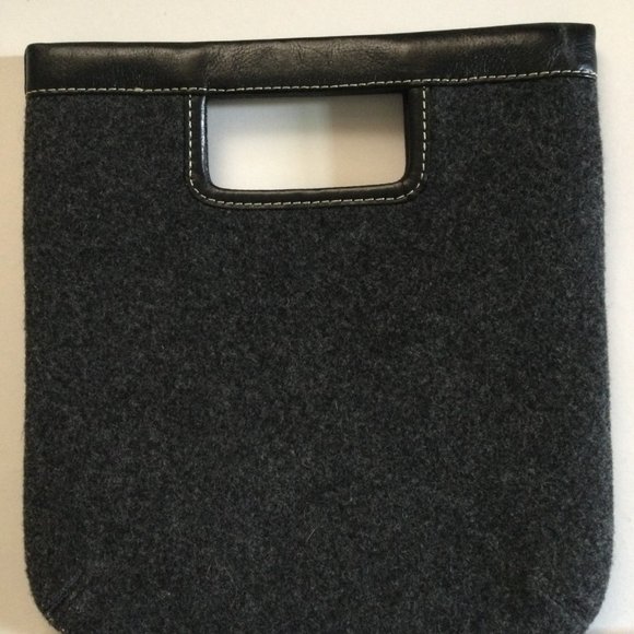 Banana Republic Cluth purse tote bag Gray wool leather excellent condition - Picture 4 of 4